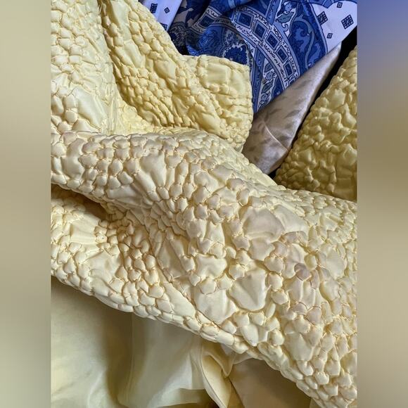 Vintage dress and coat set yellow spring textured puffer bright unique - Picture 7 of 8